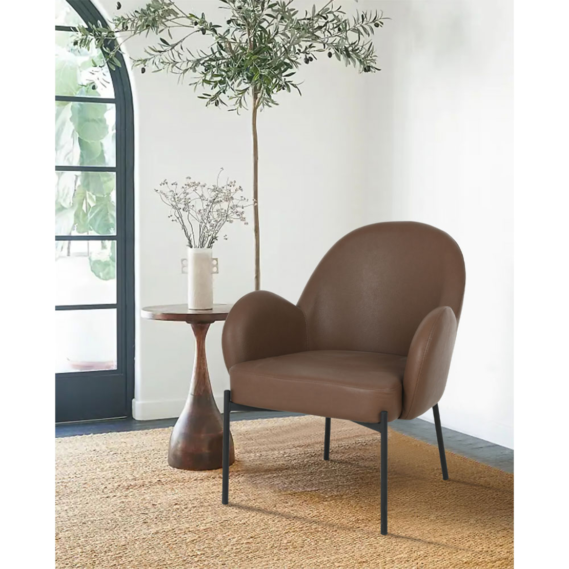 SCOTCH ARMCHAIR FABRIC BROWN METAL BLACK E1 PRC
