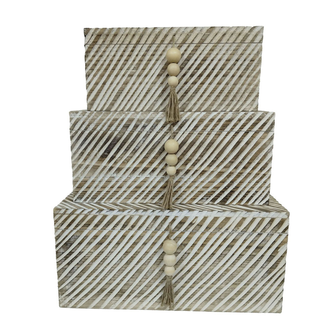 SENGO BOX STORAGE 3 PCS 64x44x30 WOOD NATURAL WHITE