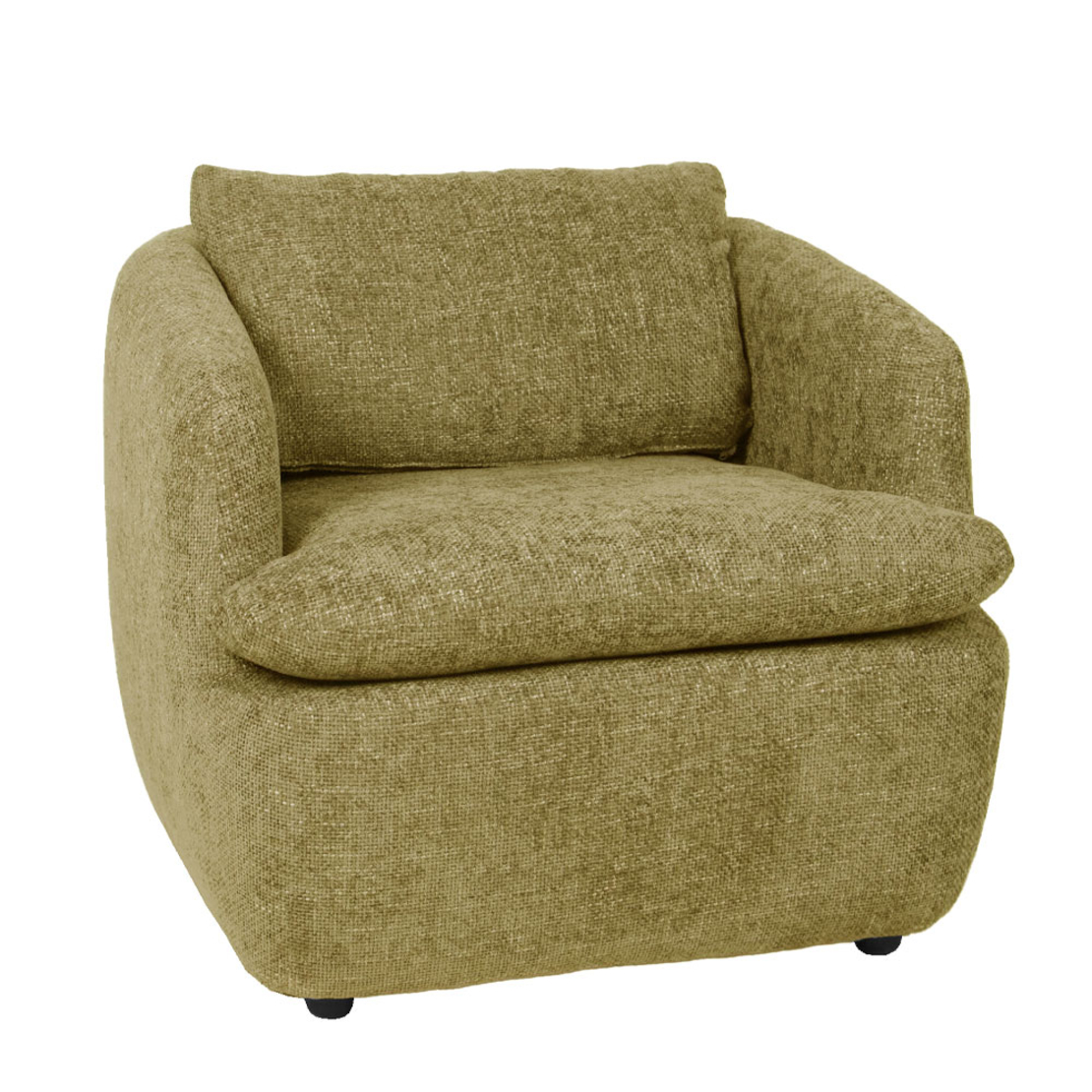 SQUARE ARMCHAIR FABRIC OLIVE GREEN LIGHT PRC