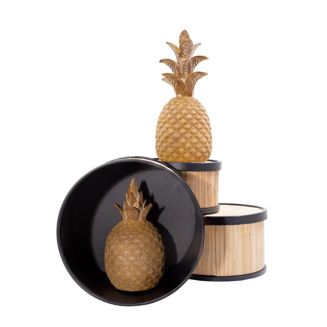 GINKO 5 DECO PINEAPPLE POLYRESIN NATURAL D15xH33,5