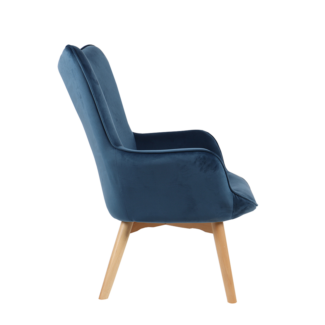 POP UP ARMCHAIR FABRIC BLUE WOOD NATURAL E1 PRC