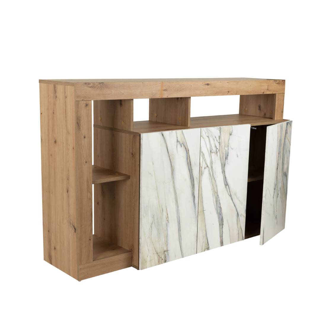 TUNUSIA SIDEBOARD MELAMINE ARTISAN OAK MARBLE 146x42xH93cm E1 EU