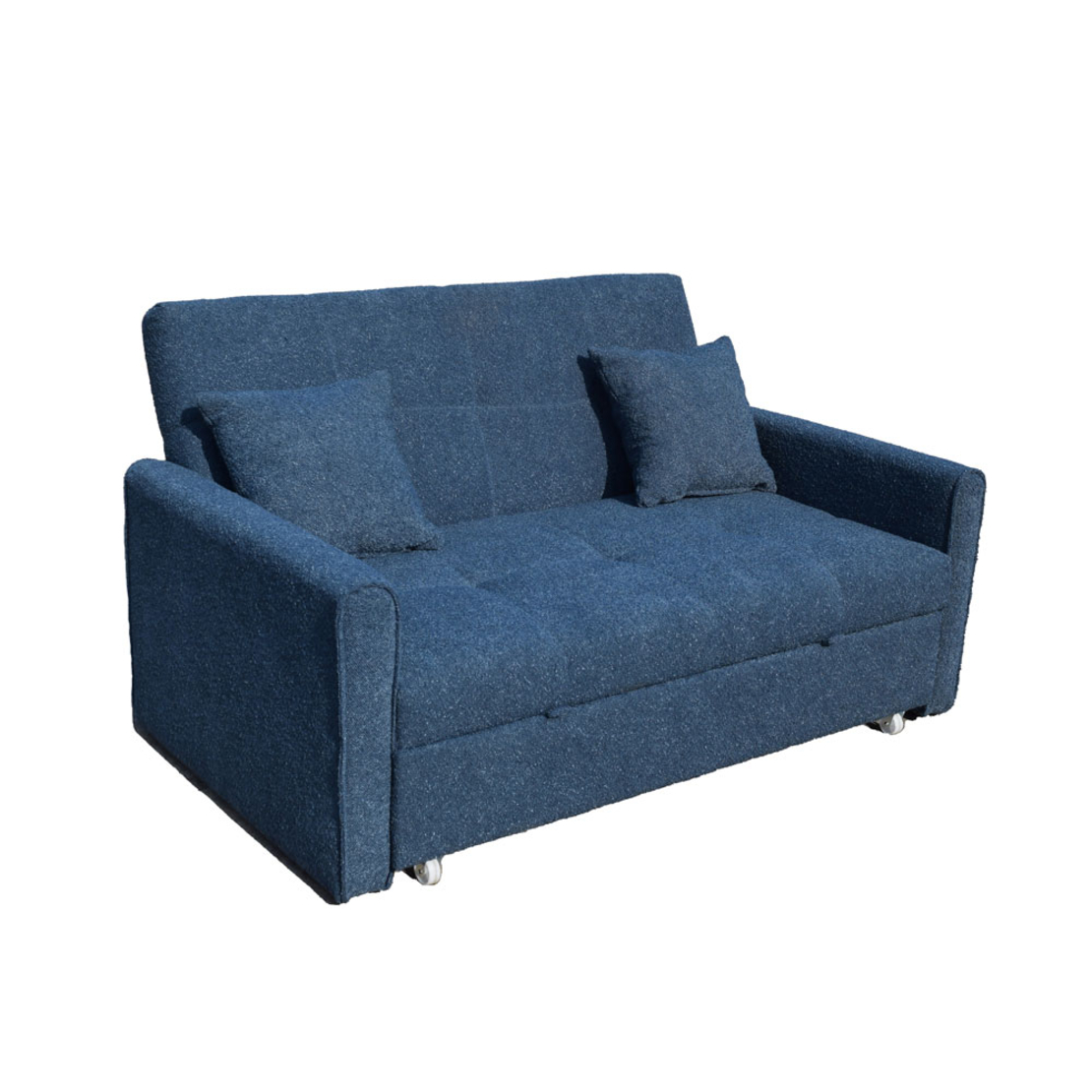 DUAL SOFA BED 2SEAT FABRIC BLUE E1 PRC
