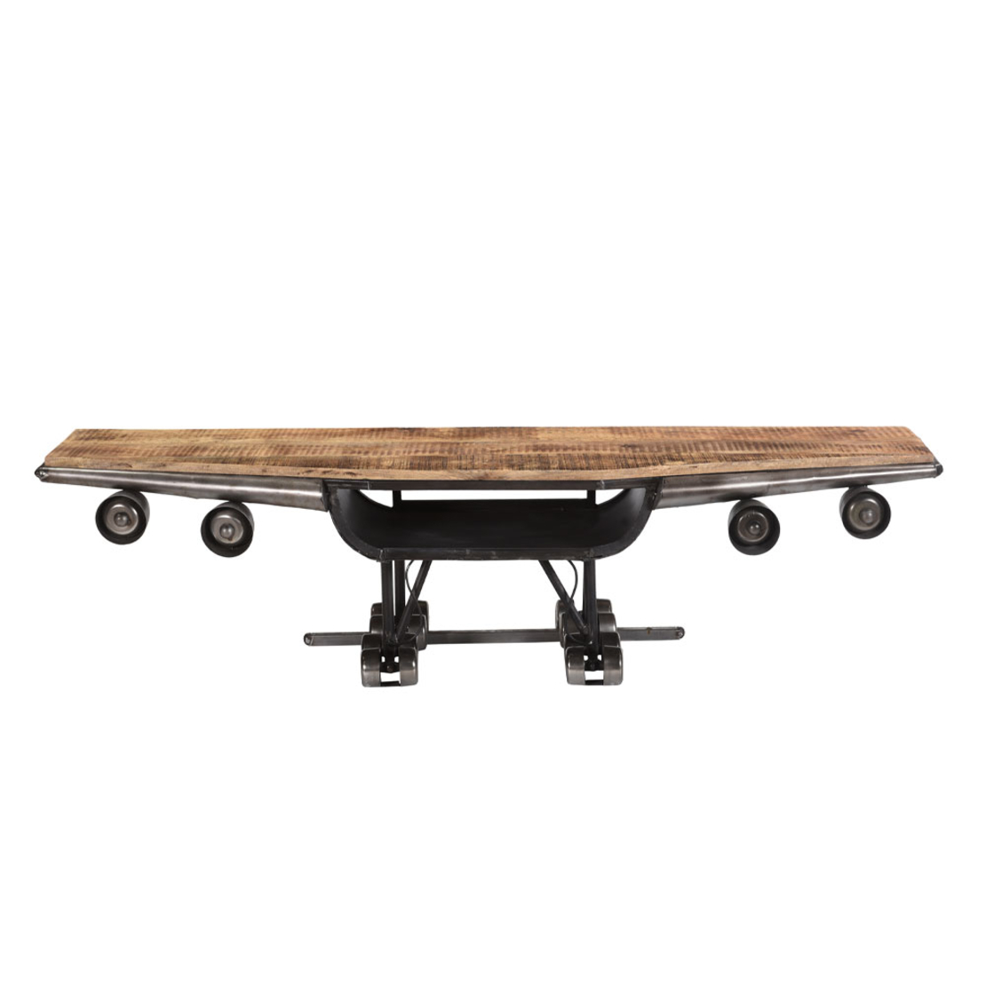 WINGS TV STAND METAL GUNMETAL NATURAL WOOD MANGO 188x44xH44cm IN