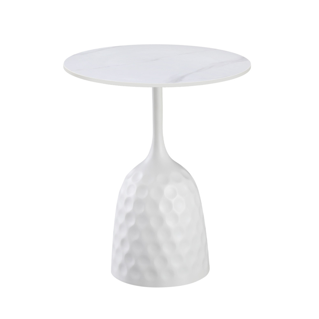 SNOW SIDE TABLE CERAMIC WHITE WITH MARBLE PATTERN
