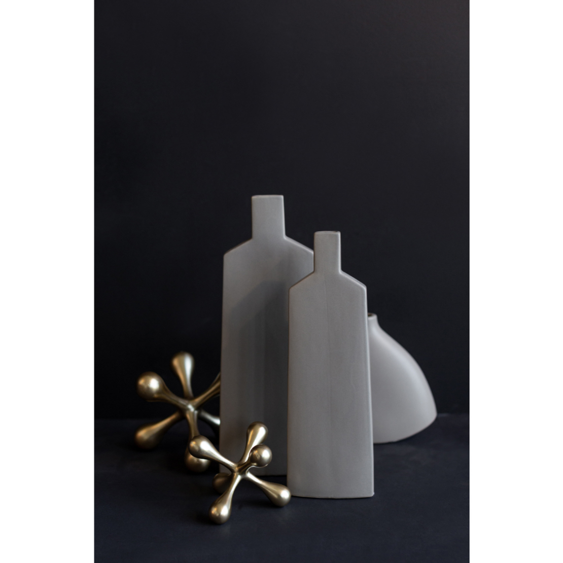 LUI VASE CERAMIC GREY MATTE 14,5x5xH35cm PRC