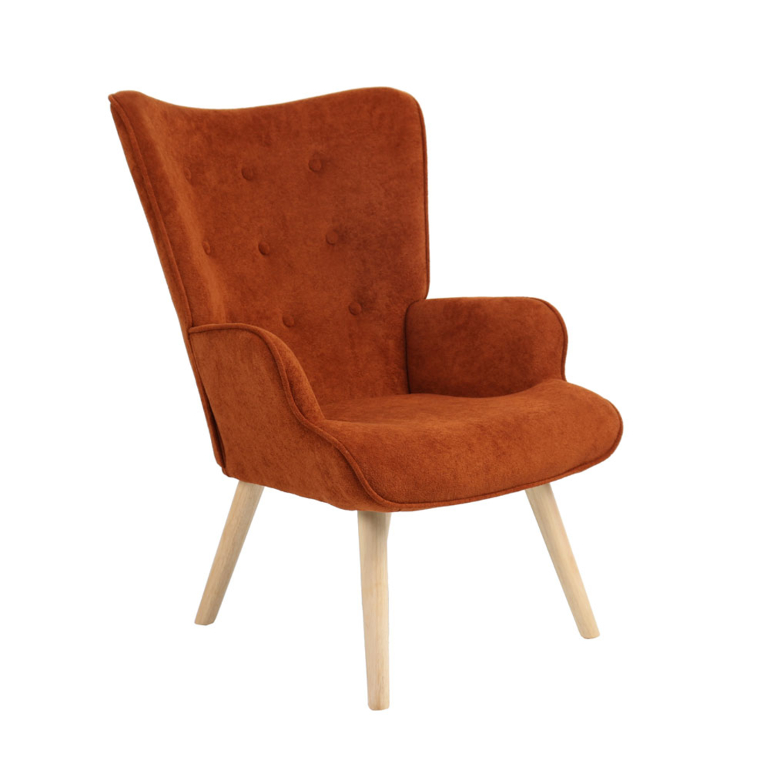 AMICA ARMCHAIR FABRIC TERRACOTTA WOOD NATURAL E1 P
