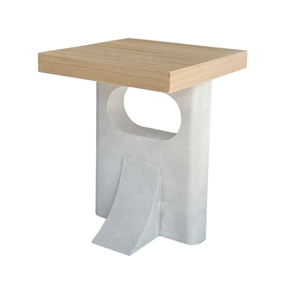 PILONAS SIDE TABLE VENEER PAULOWNIA NATURAL CEMENT GREY LIGHT 40x40xH50cm E1 PRC