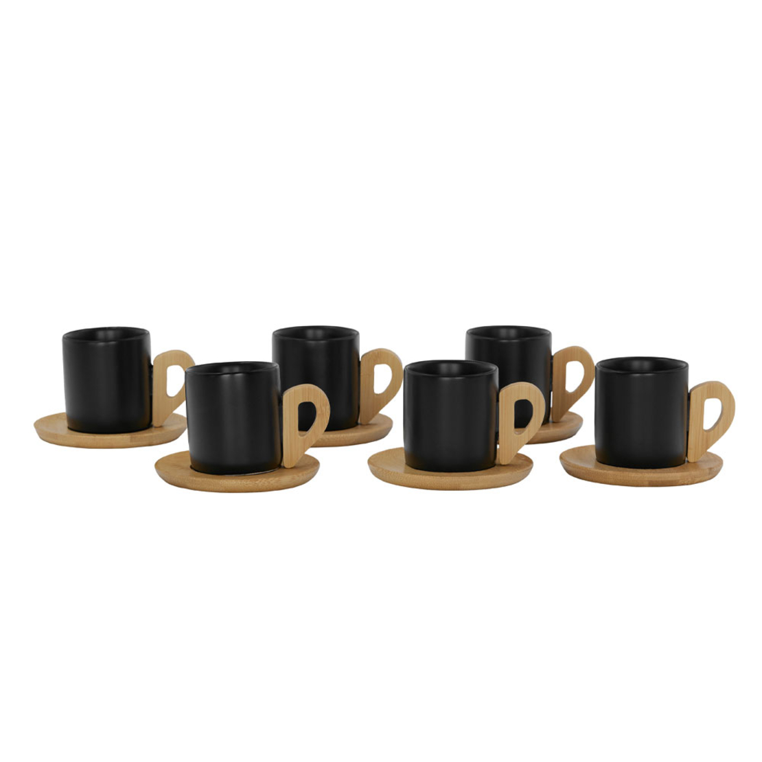 NORDIC MUG ESPRESSO SET 6 PCS PORCELAIN BAMBOO BLA