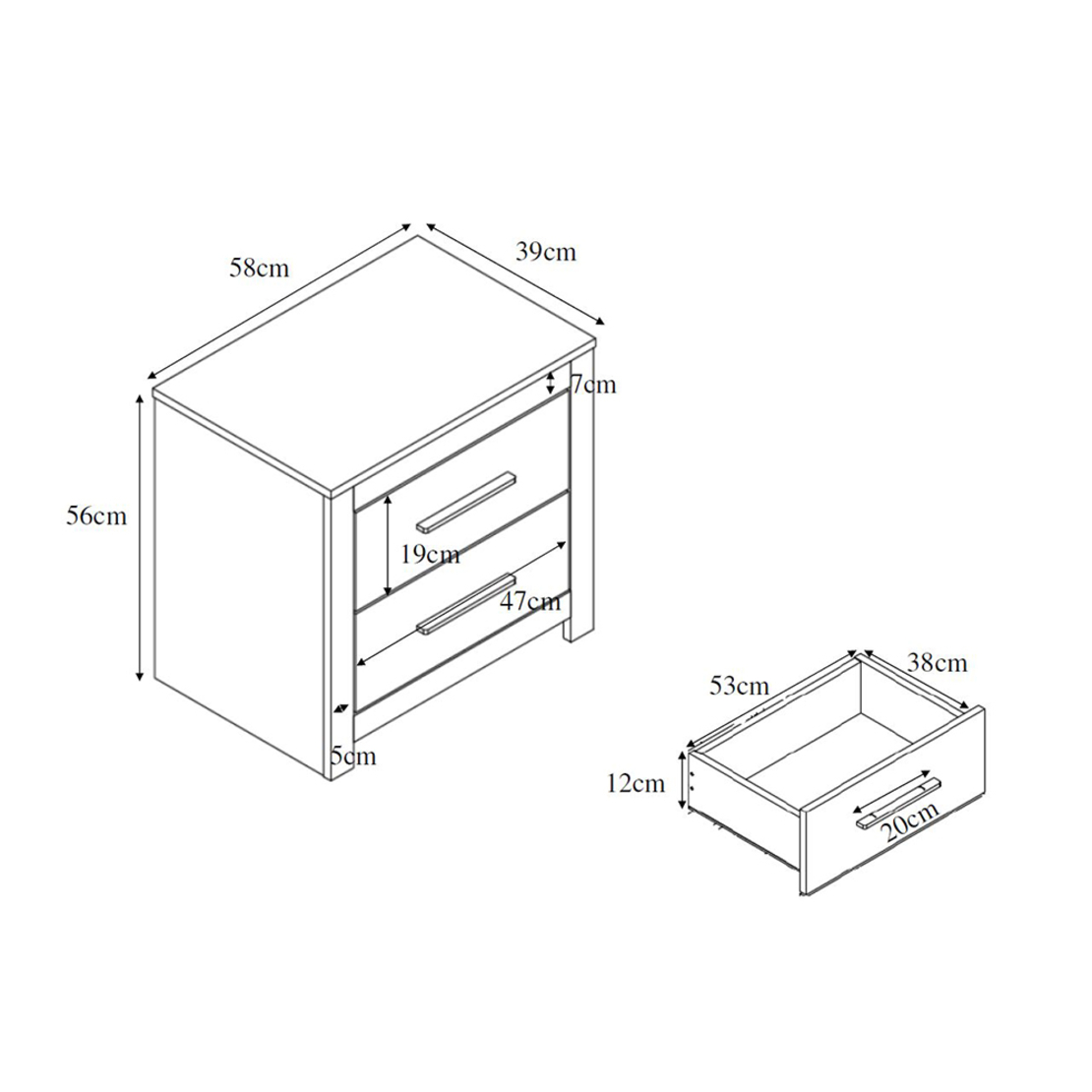 DODO NIGHTSTAND MELAMINE OAK DARK E1 PRC
