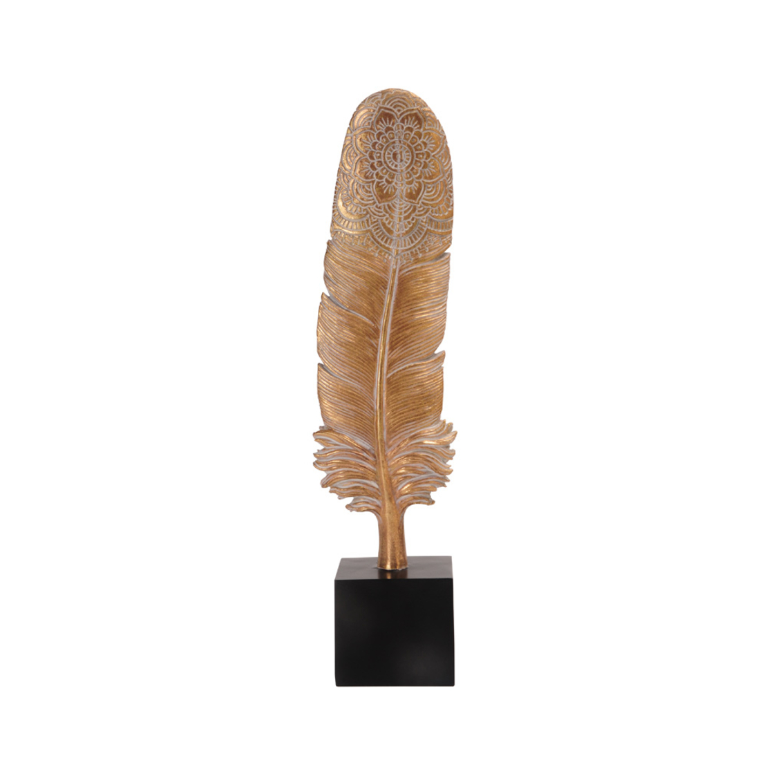 GALAM DECO FEATHER POLYRESIN GOLD 6,5x5,3xH26cm PR