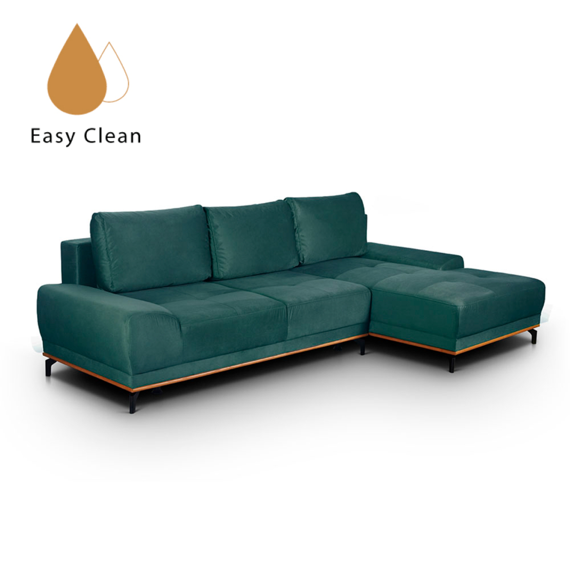 NATURA SOFA BED CORNER RIGHT EASY CLEAN FABRIC DUSTY PETROL E1 EU