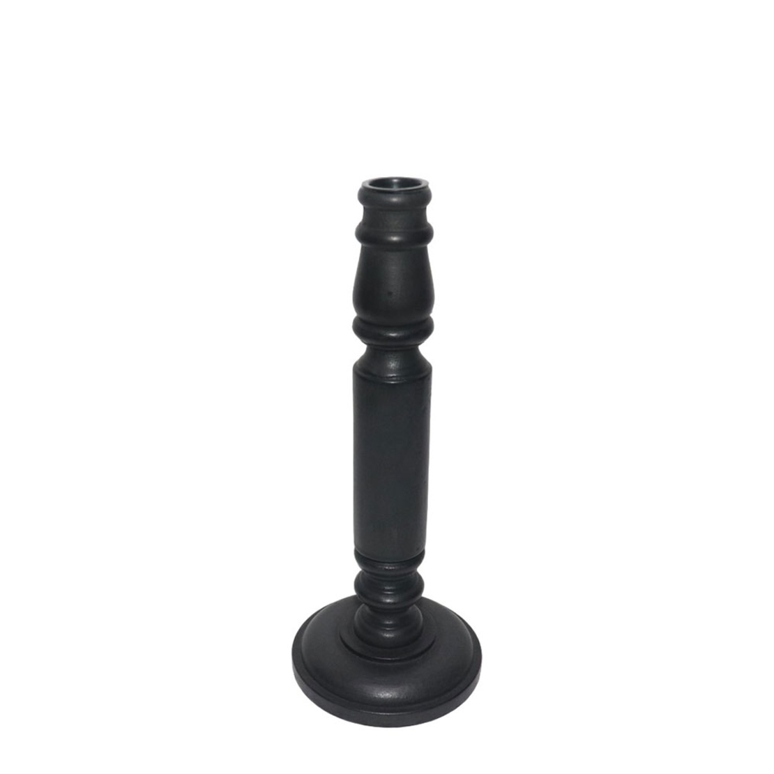 CLASSIC CANDLE HOLDER WOOD BLACK D10xH26cm IN