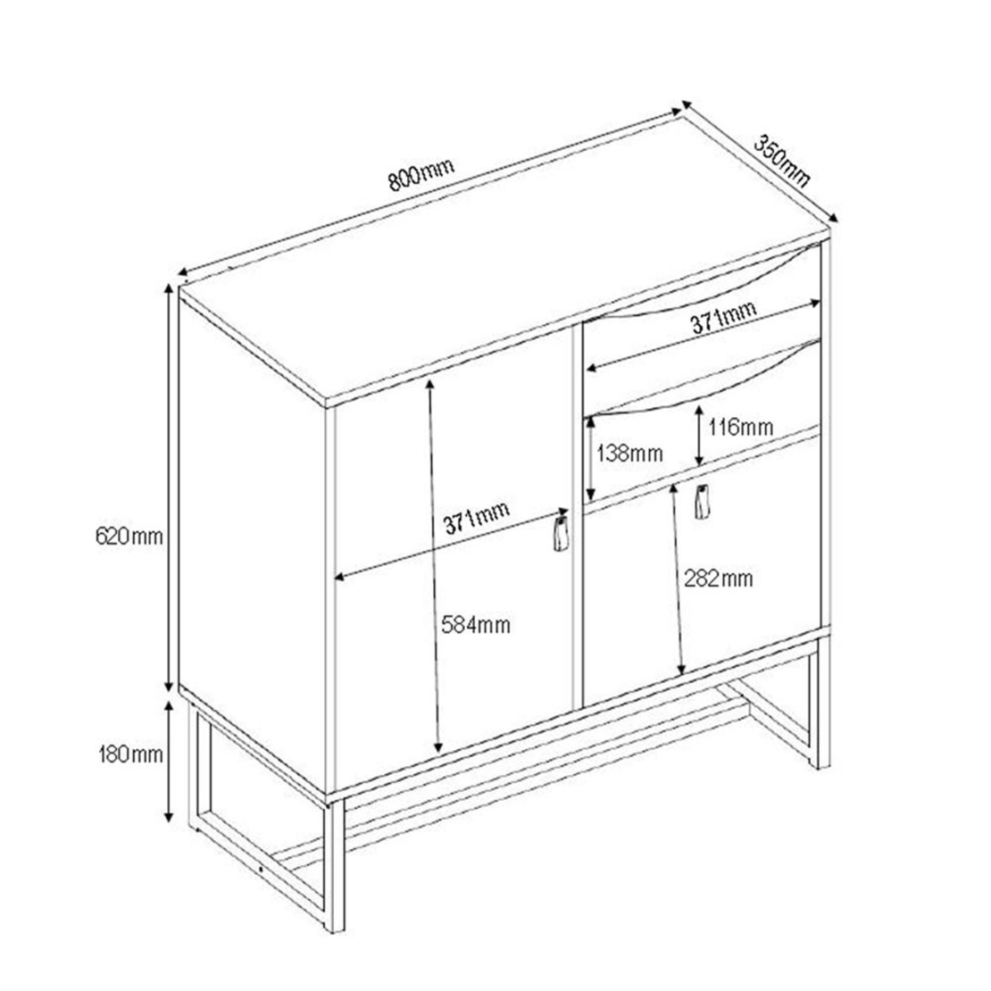 EDGE COMMODE CHIPBOARD WITH MELAMINE CARTA BLACK METAL SONOMA E1 PRC