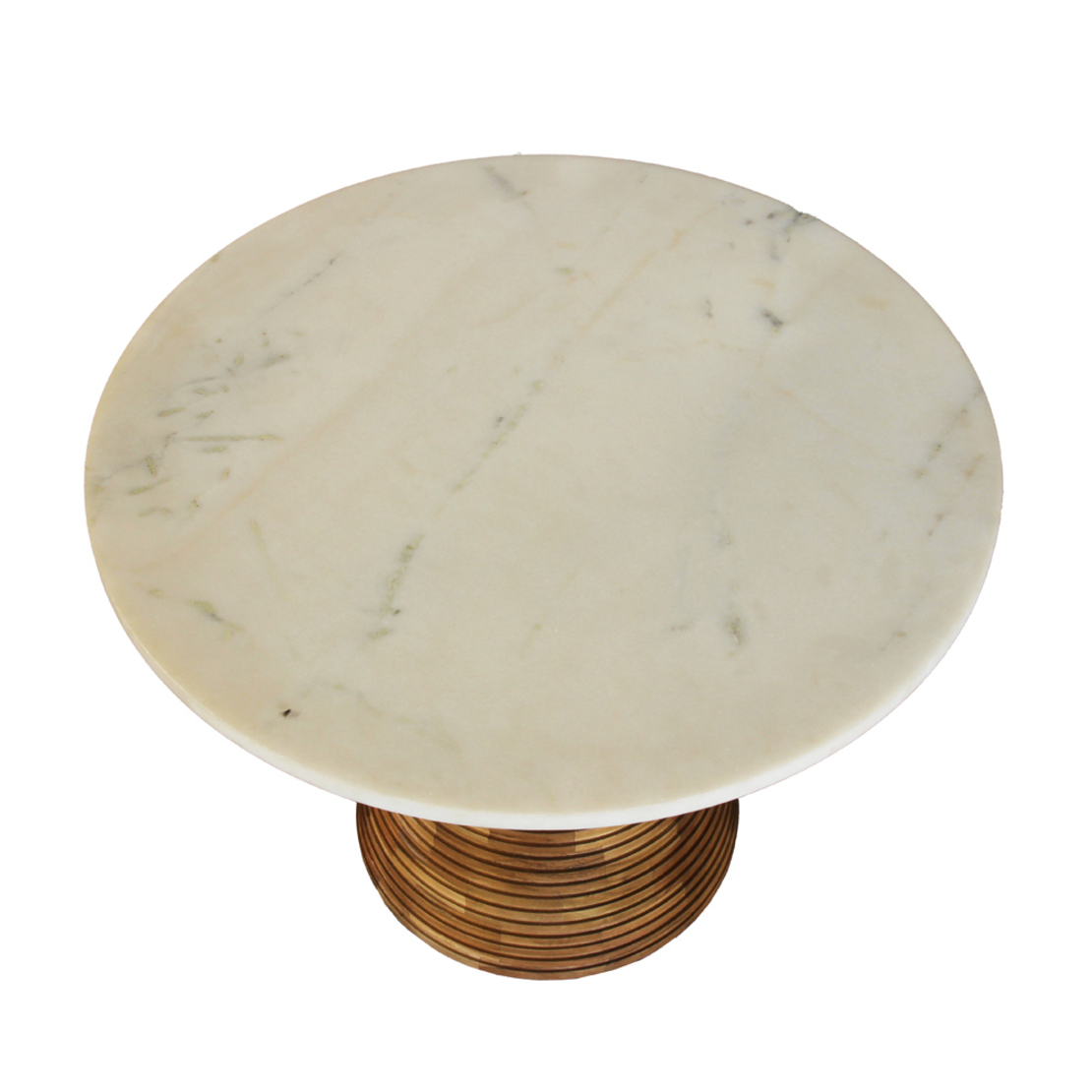 SAVOA SIDE TABLE MARBLE WHITE WOOD ACACIA WALNUT 60x60xH45cm IN