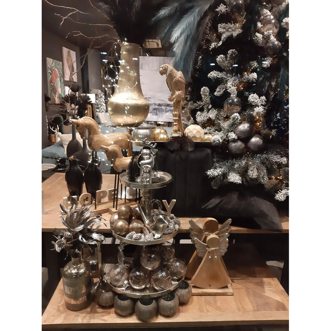 XMAS ANGI ANGEL WITH WINGS WOOD MANGO ALUMINIUM NA