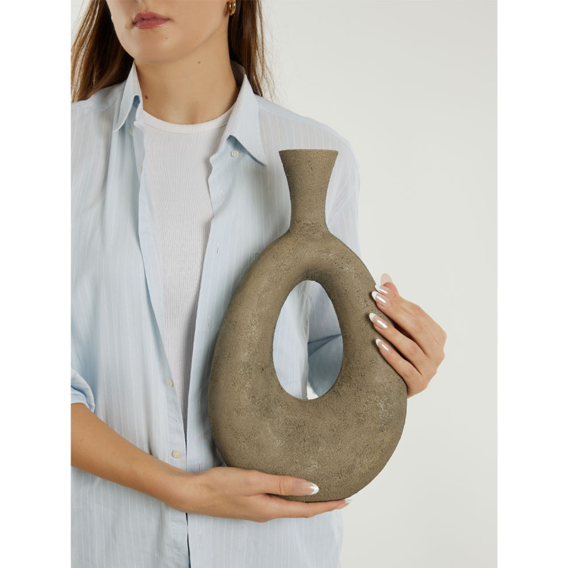 GRIZIO VASE ALUMINIUM MUD 22x9xH40cm IN