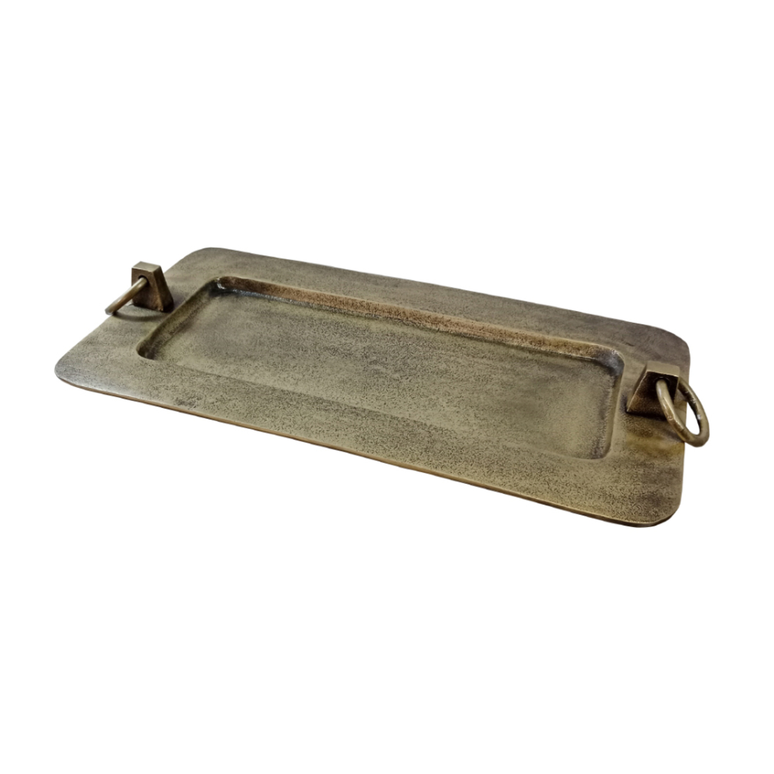 KLIPPE TRAY ALUMINIUM GOLD ANTIQUE 50x25xH6cm IN