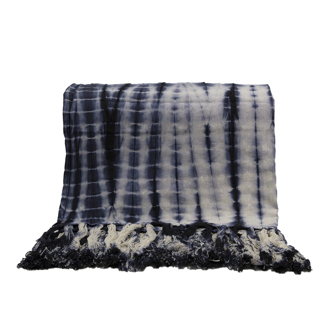 AGADIR THROW COTTON BLUE WHITE 150x230cm IN