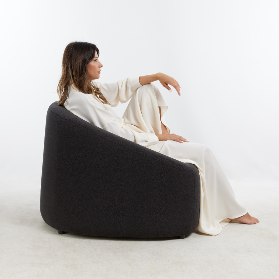 PUFFY ARMCHAIR FABRIC GREY DARK TR