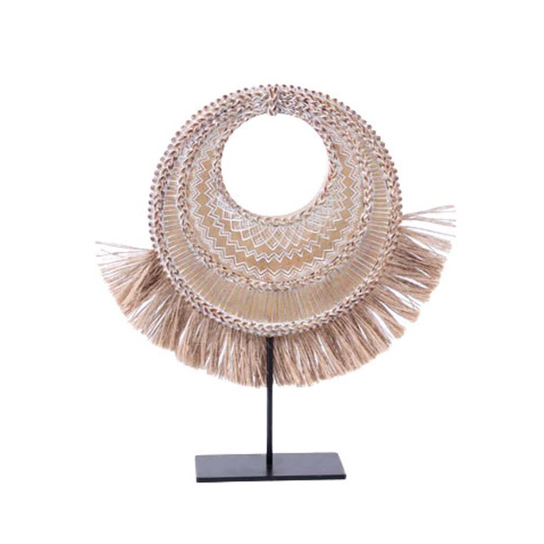 FAN DECO TOTEM POLYRESIN NATURAL WHITE BLACK 26x6,