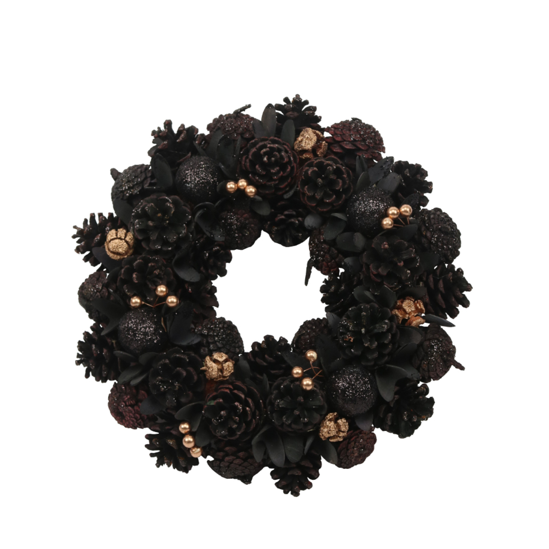 XMAS BUAN WREATH POLYFOAM BLACK GOLD D34xH8cm PRC