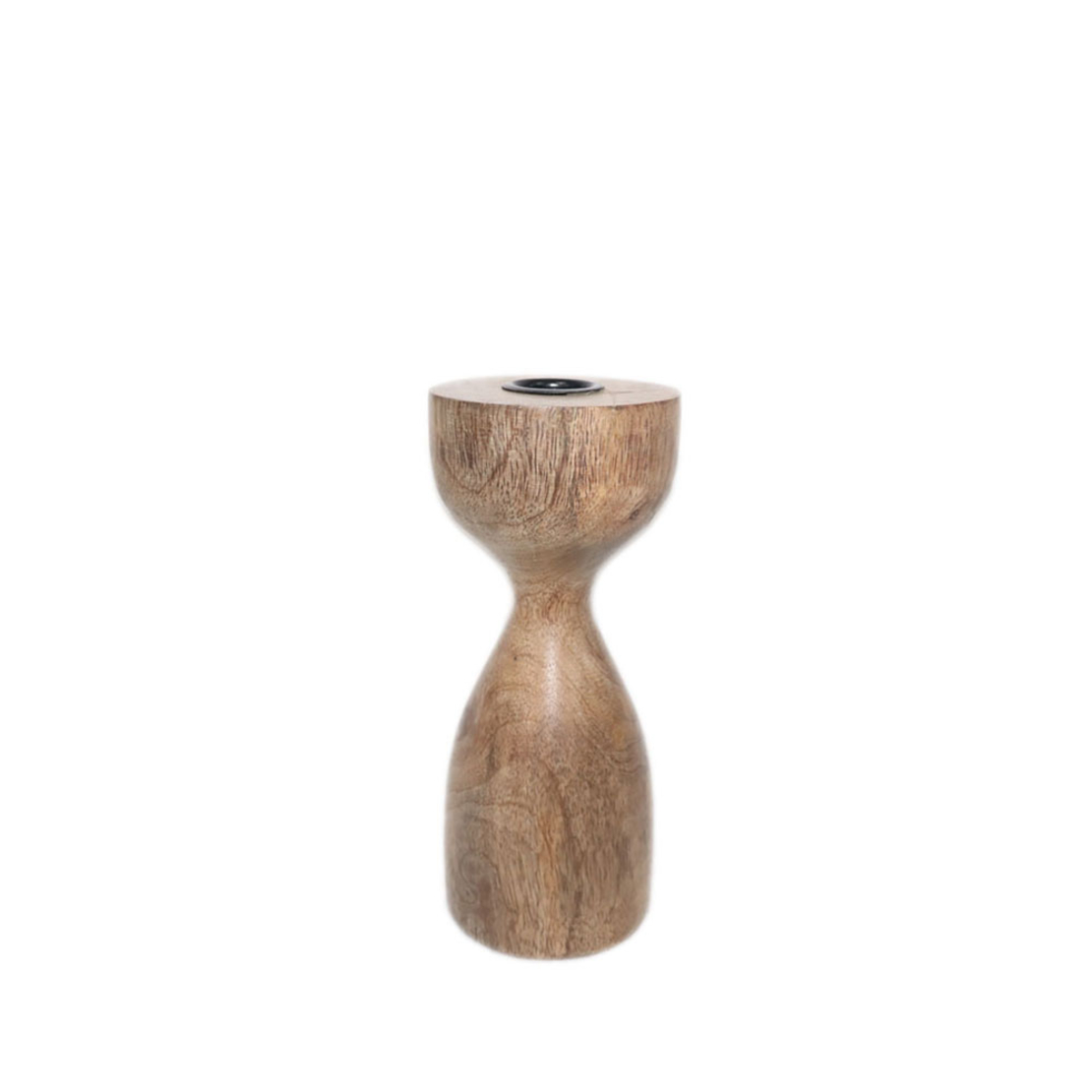 CINTURA CANDLE HOLDER WOOD NATURAL D7,5xH18cm IN