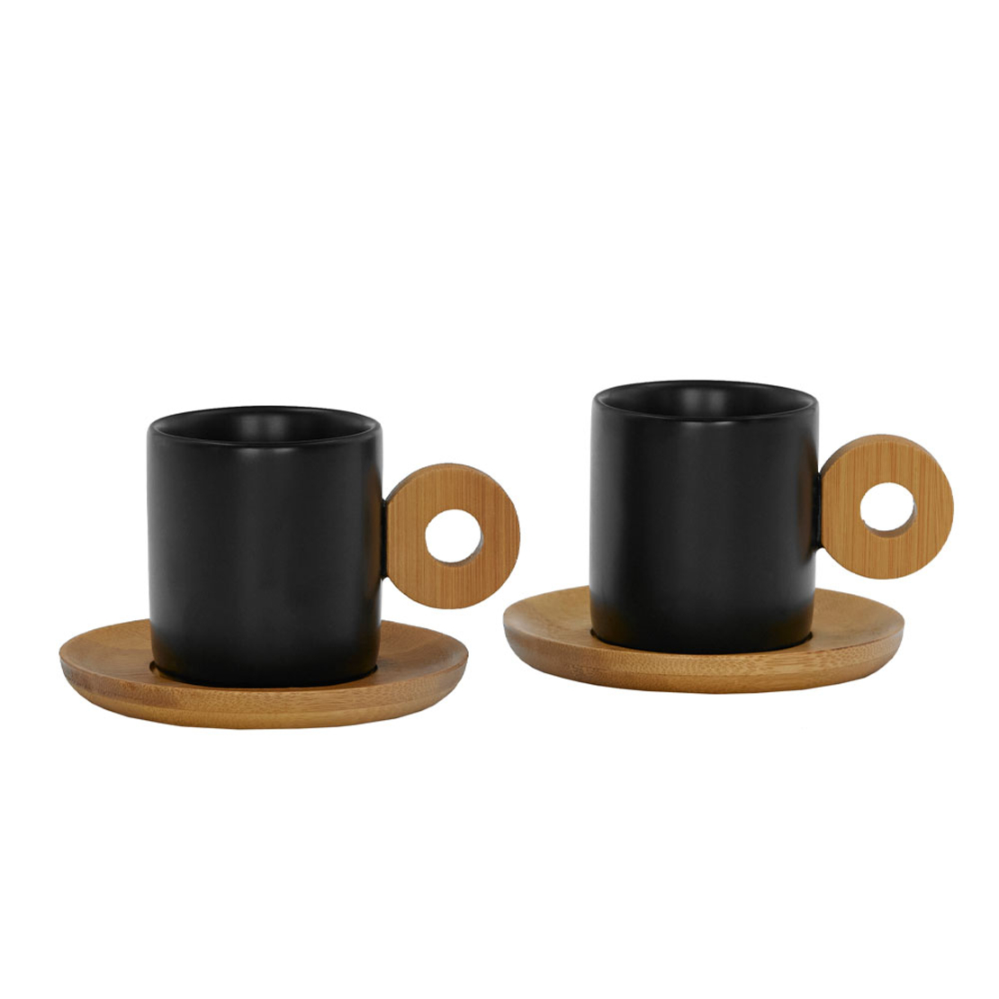 NORDIC MUG ESPRESSO SET 2 PCS PORCELAIN BAMBOO BLA