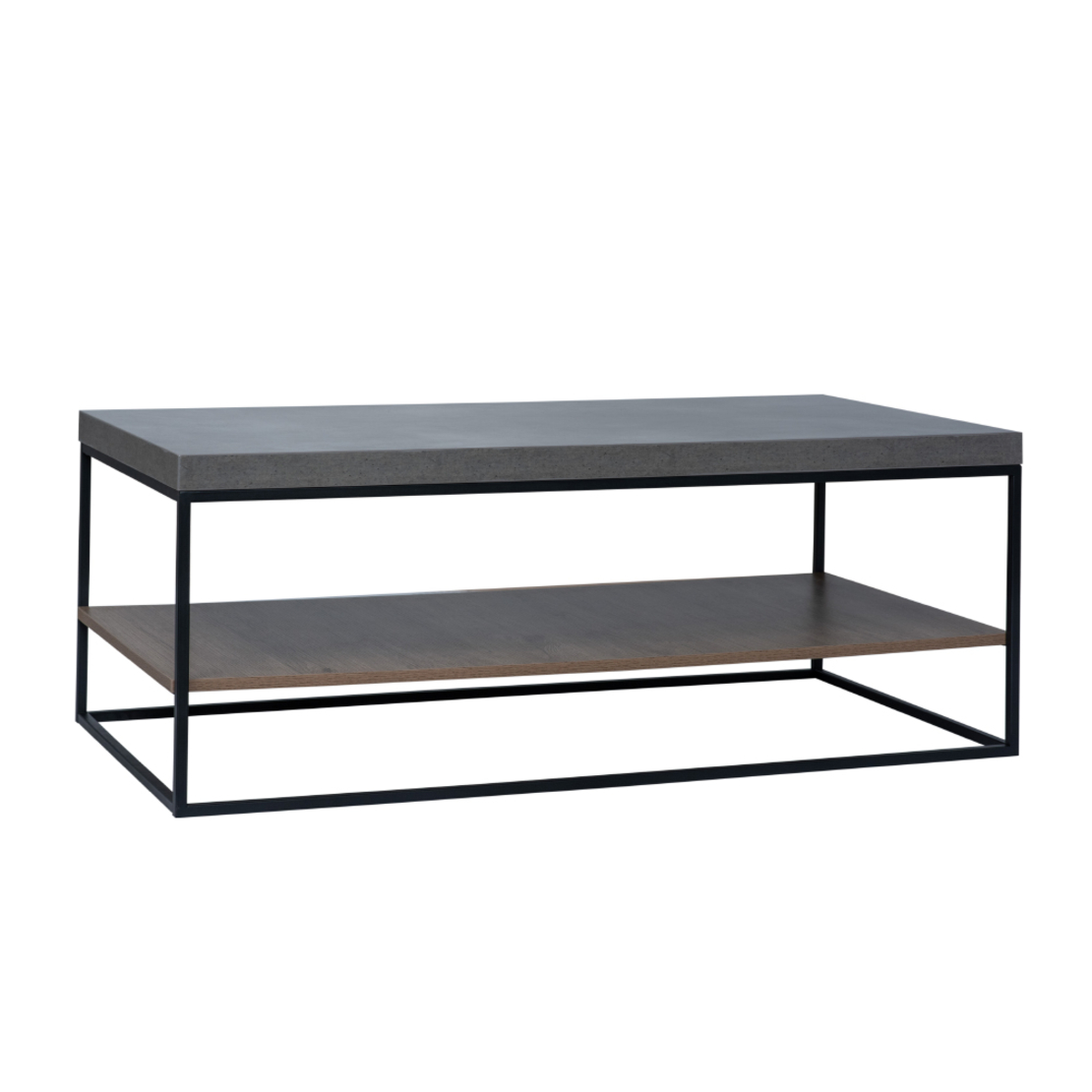 DELTA COFFEE TABLE MELAMINE CEMENT DARK OAK METAL BLACK 119x59xH45cm E1 PRC