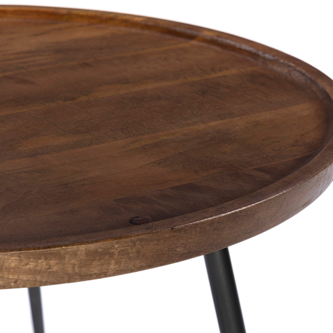 PENCIL 87 COFFEE TABLE WOOD MANGO WALNUT METAL BLACK 87x87xH45cm IN