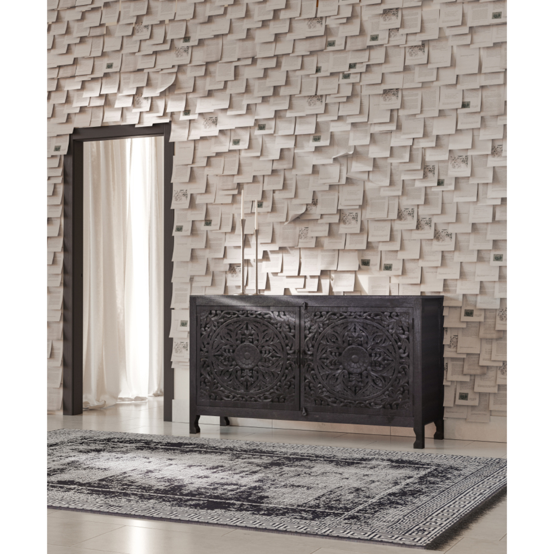 MEANDRA CARPET FABRIC BLACK GREY DARK 200x300xH1cm