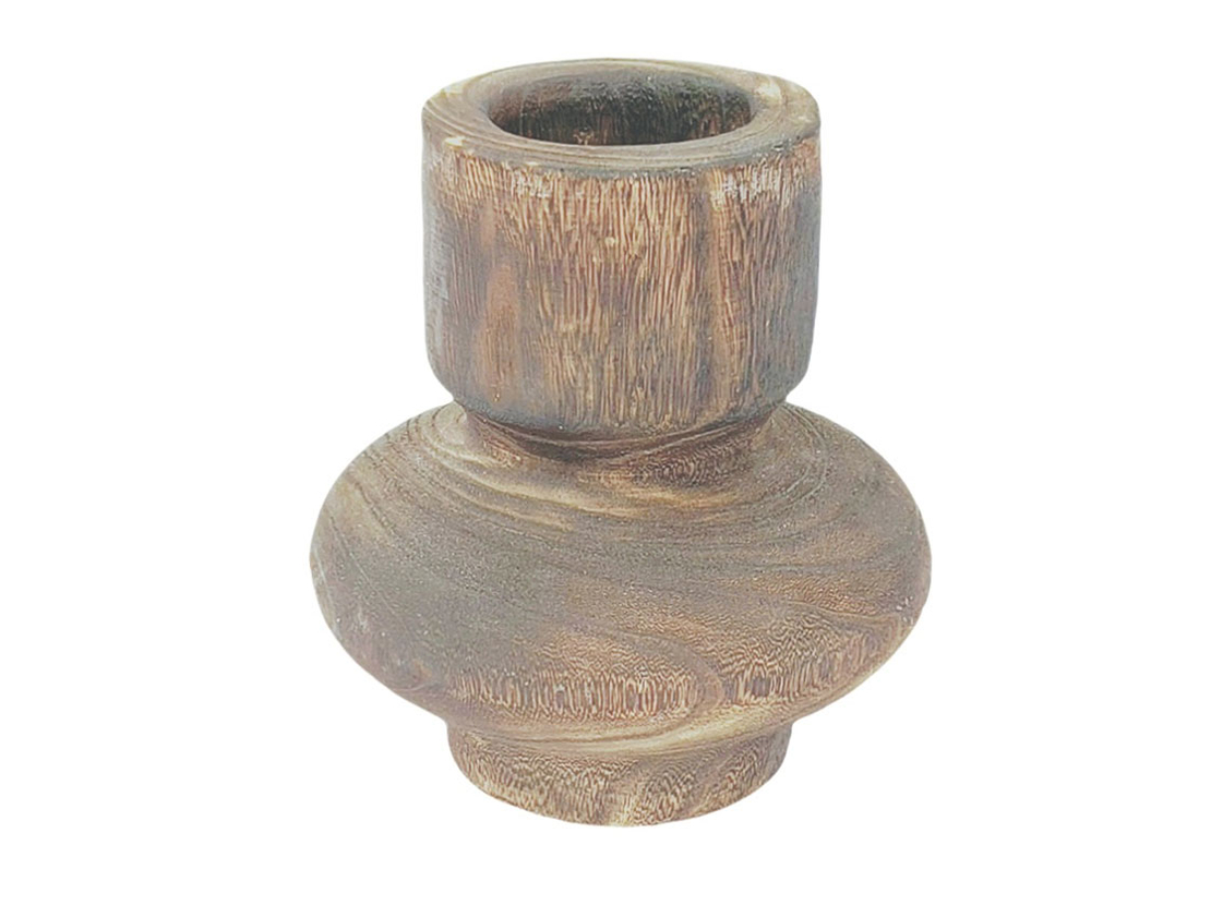 KENGO VASE WOOD NATURAL 13x13xH20cm PRC