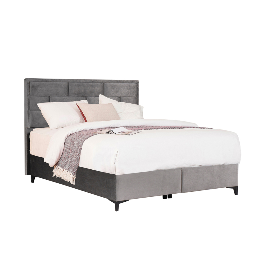 BRICK BED WITH STORAGE (FOR MATTRESS 160x200cm) VELVET GREY 07-450 E1 TR