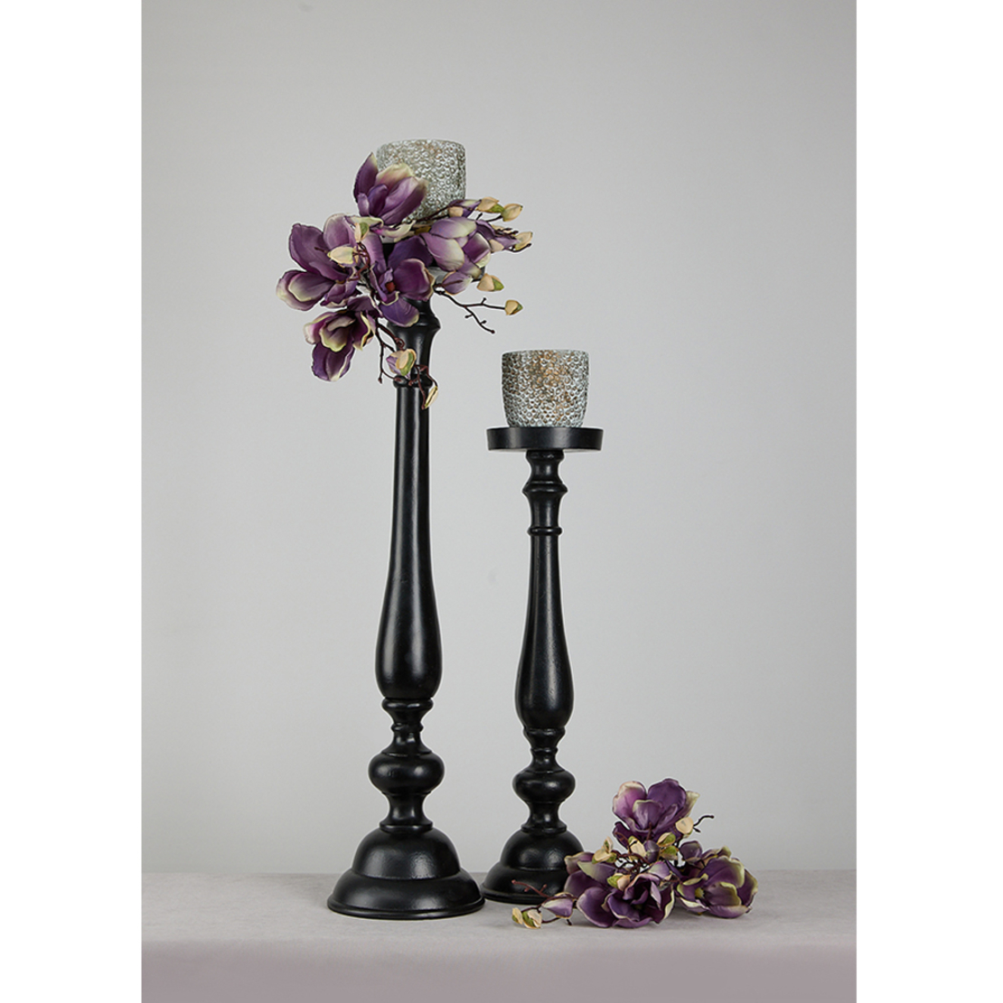 IONAS CANDLE HOLDER ALUMINIUM BLACK 18x18xH74cm IN