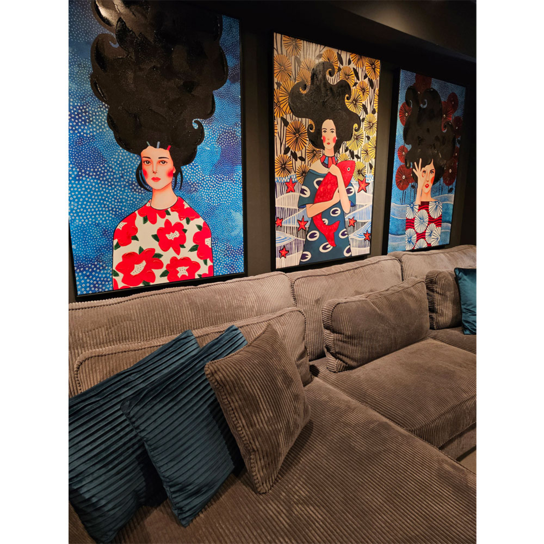 CONCERN PAINTING CANVAS MULTICOLOR WOOD FRAME BLAC