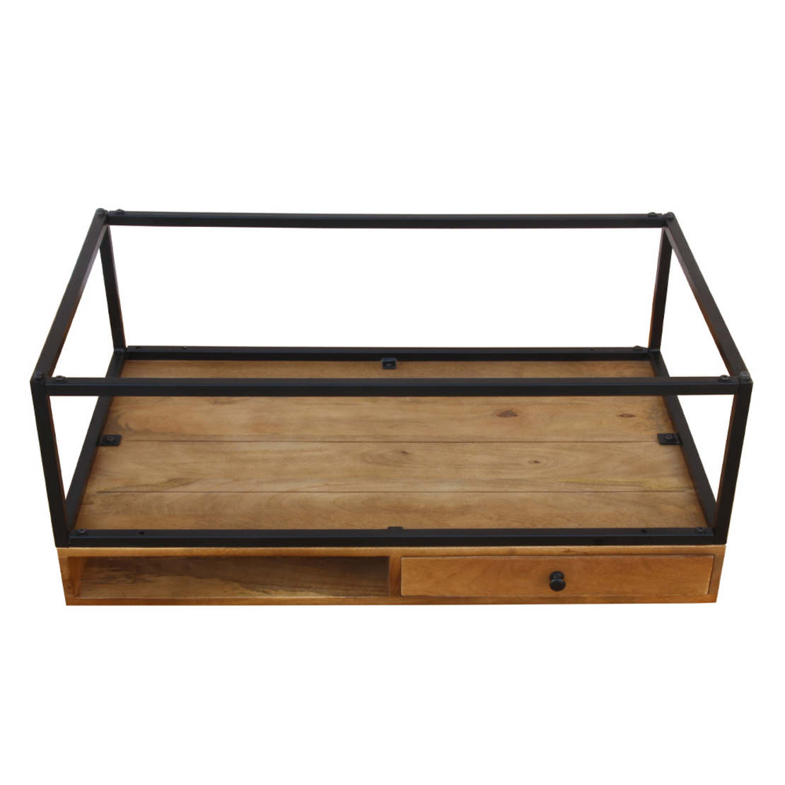 CASSETTO COFFEE TABLE 1DRAWER WOOD MANGO WALNUT METAL BLACK 100x60xH40cm IN