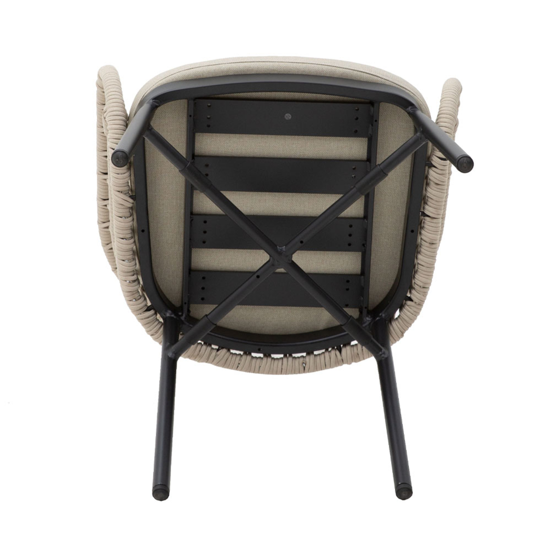 LUNA ARMCHAIR CUSHION ALUMINIUM BLACK NATURAL 58x65xH78cm PRC