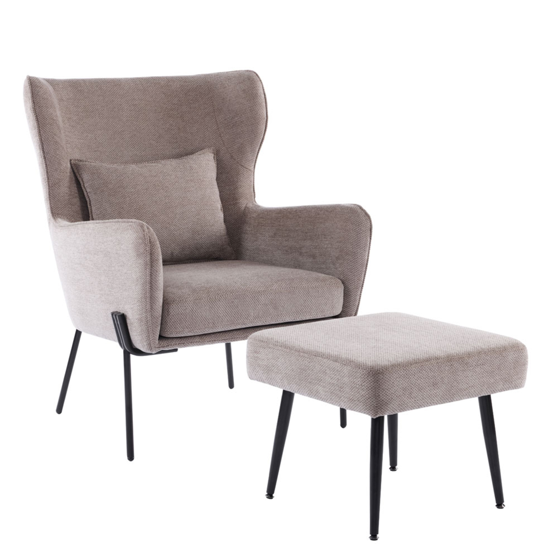 CHILLOUT ARMCHAIR FABRIC BROWN LIGHT METAL BLACK PRC
