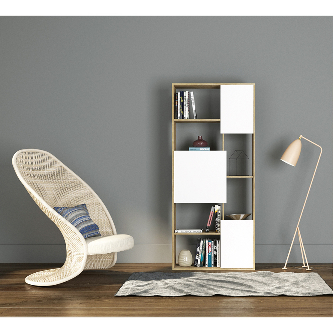BOX BOOKCASE MELAMINE SONOMA WHITE 80x30xH180cm E1 EU