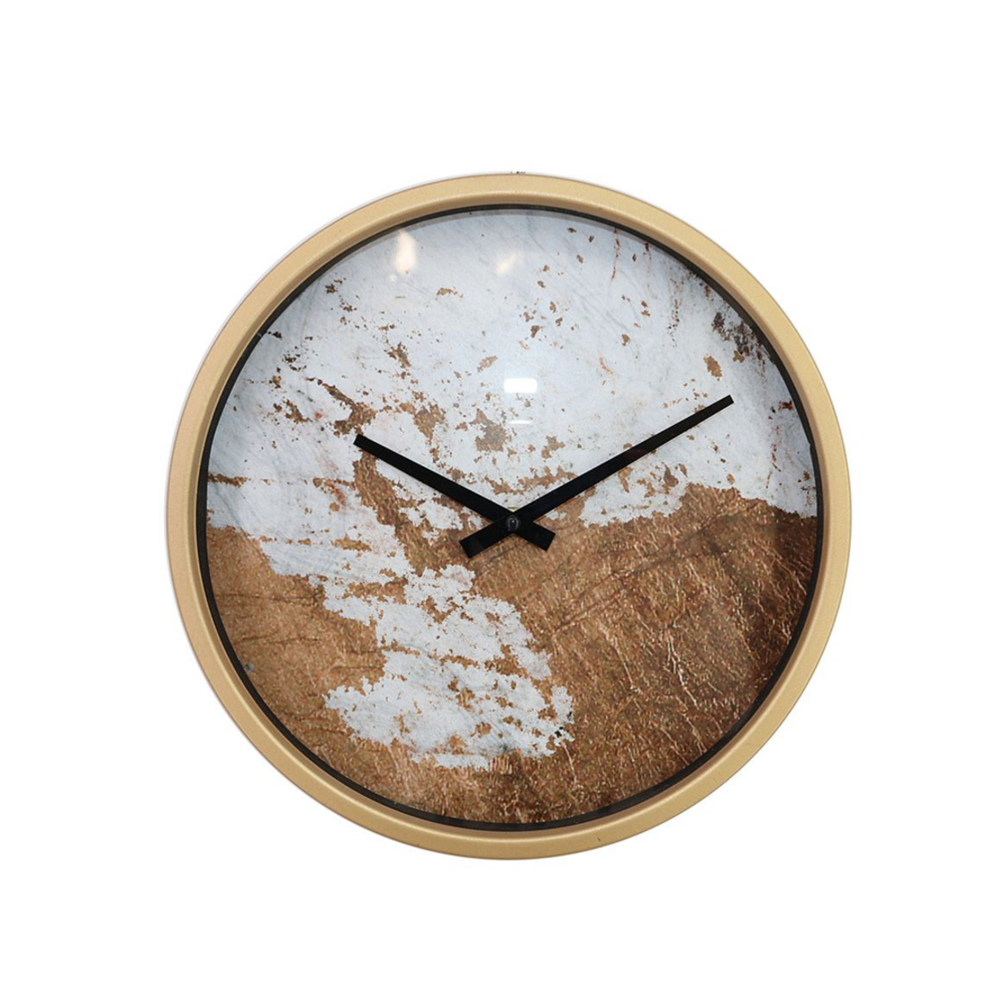 ANZIANO CLOCK WALL METAL GLASS GOLD WHITE BROWN D3