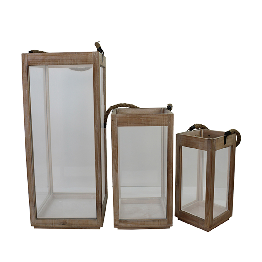 GAMAR LANTERN SET 3PCS WOOD GLASS NATURAL 25/20/15