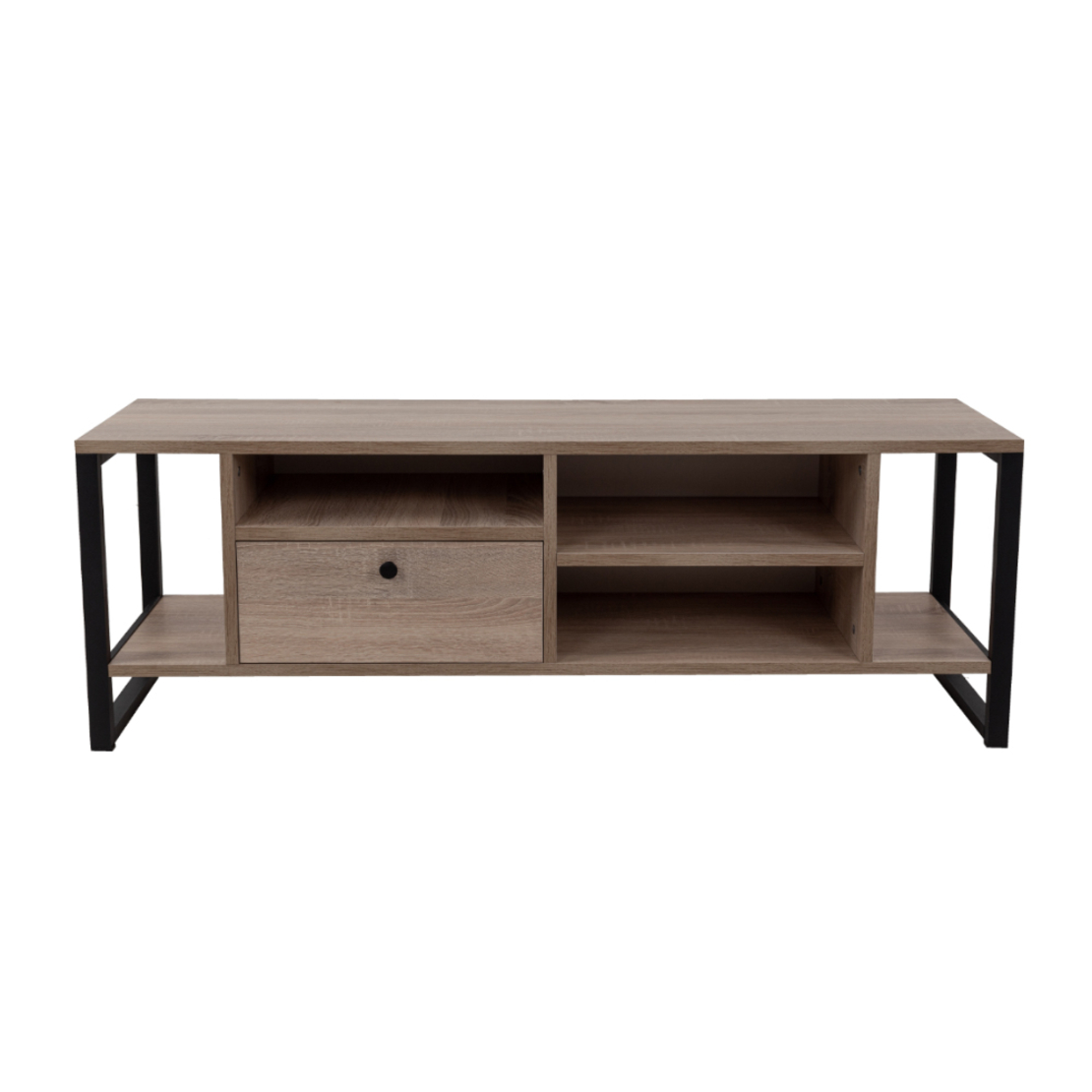 SPACE TV STAND 2SHELVES1DRAWER MELAMINE SONOMA BLACK METAL 120x35xH45cm E1 TR