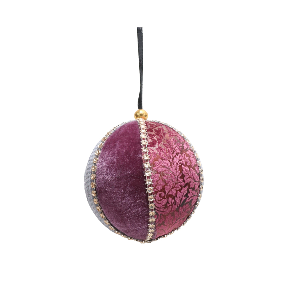 XMAS PIXIE 5 PENDANT BALL POLYFOAM FABRIC PINK GRE