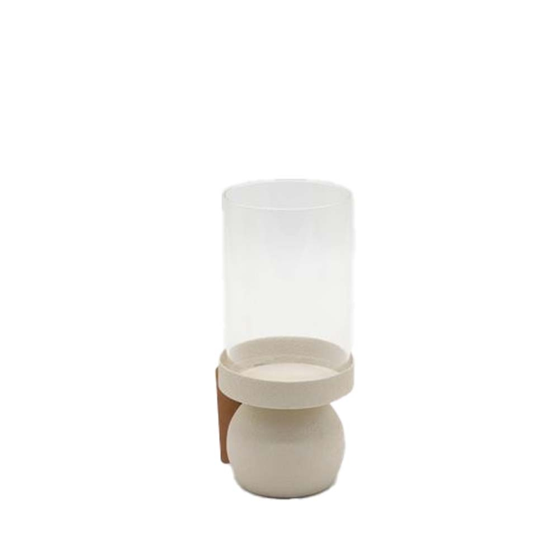 VELA CANDLE HOLDER 9x9x20 METAL BEIGE GLASS