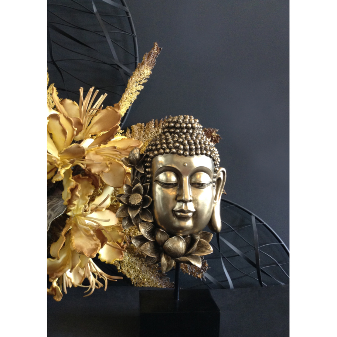 LOTUS BUDDHA DECO BUDDHA POLYRESIN GOLD BLACK 18,6