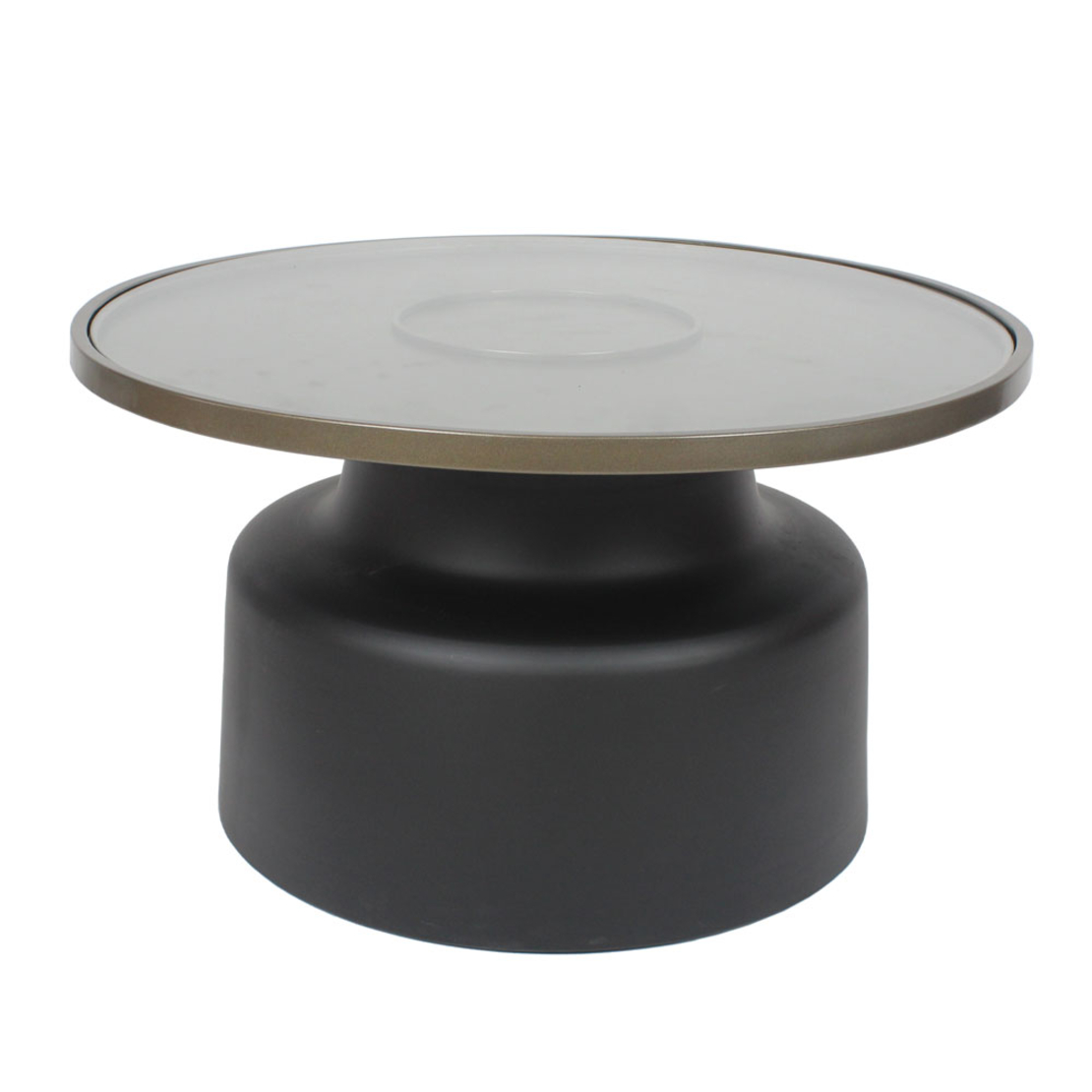 BOW COFFEE TABLE METAL BLACK GLASS 71,5x71,5xH40cm