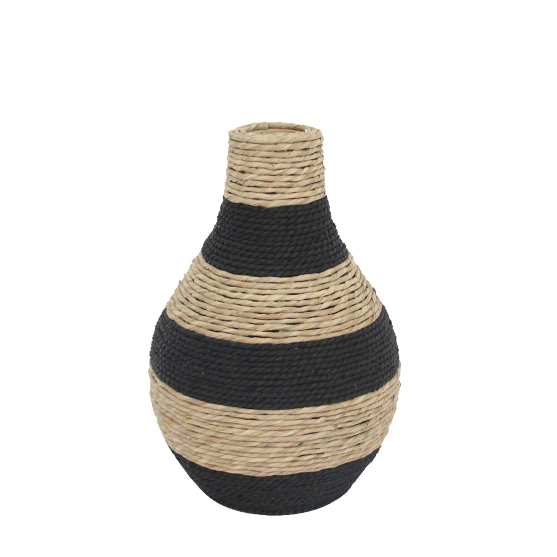 NUBIA VASE 29x29x43 ROPE NATURAL BLACK PLYWOOD