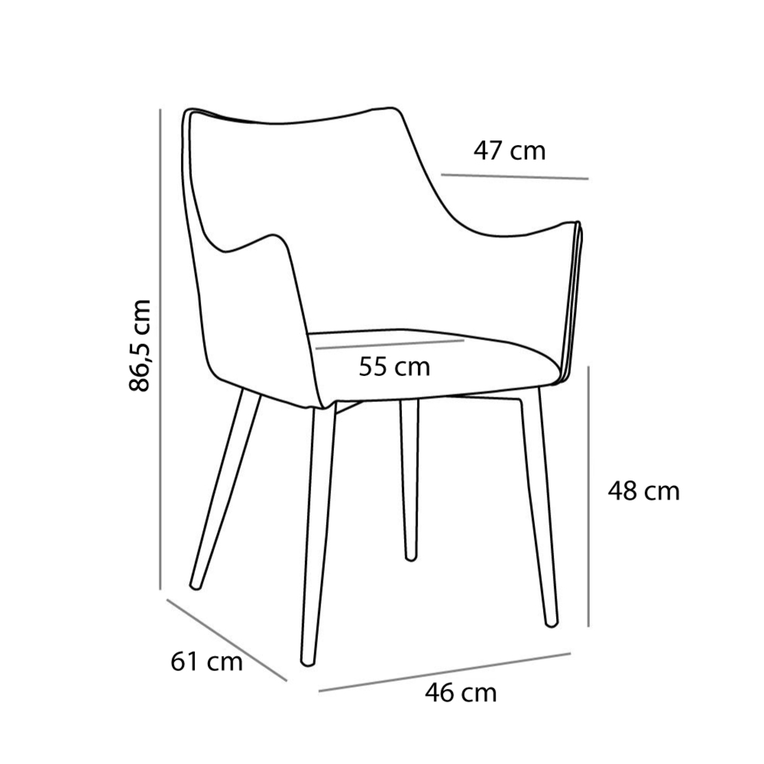 MALONE CHAIR ARMCHAIR FABRIC TABAC METAL BLACK E1 PRC