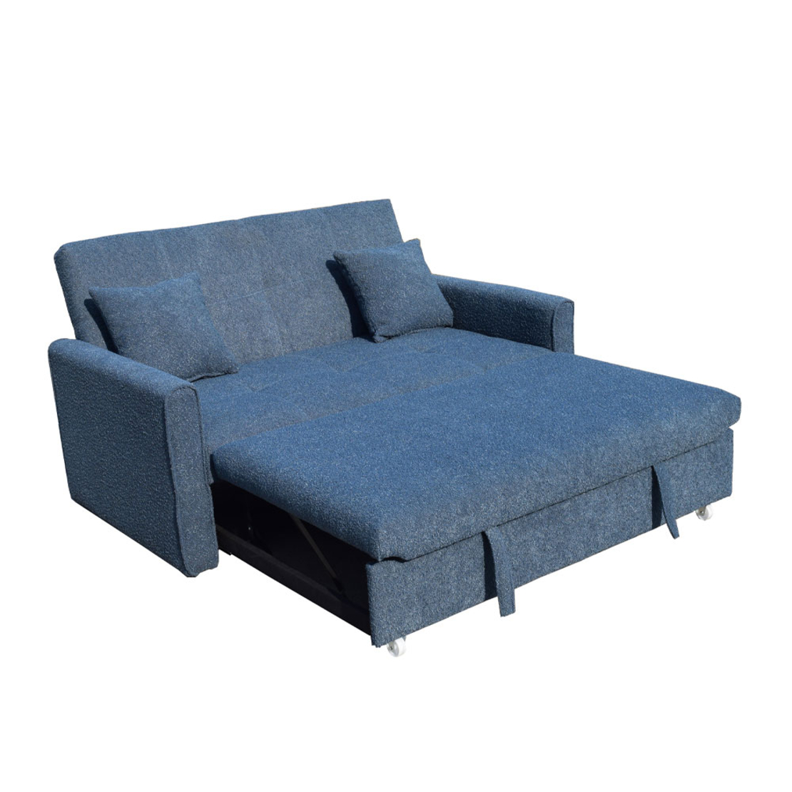 DUAL SOFA BED 2SEAT FABRIC BLUE E1 PRC