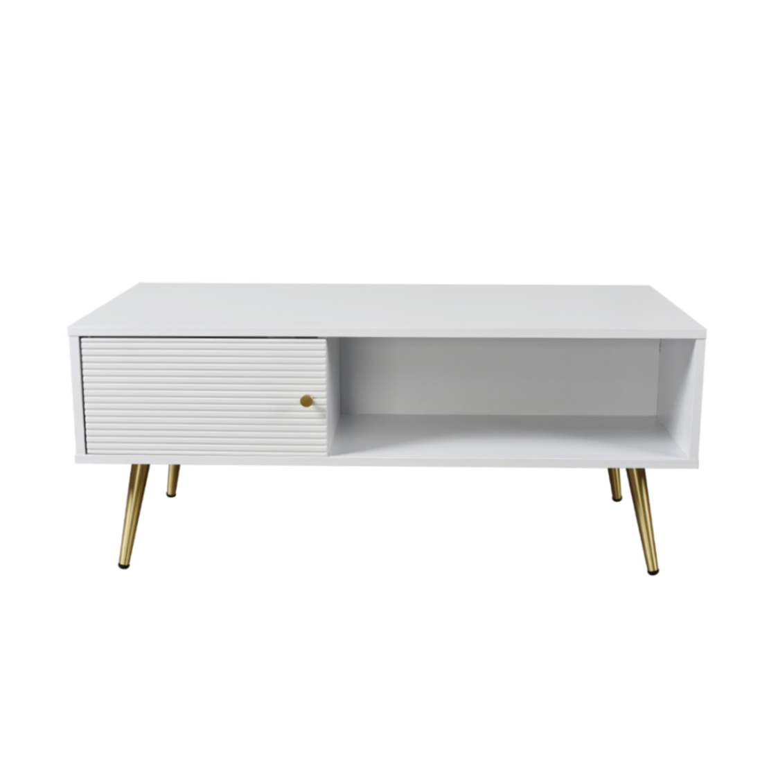 ZIZEL COFFEE TABLE 1DOOR CHIPBOARD WITH MELAMINE CARTA WHITE WITH PATTERN GOLD LACQUERED MDF 100x50xH42cm E1 PRC